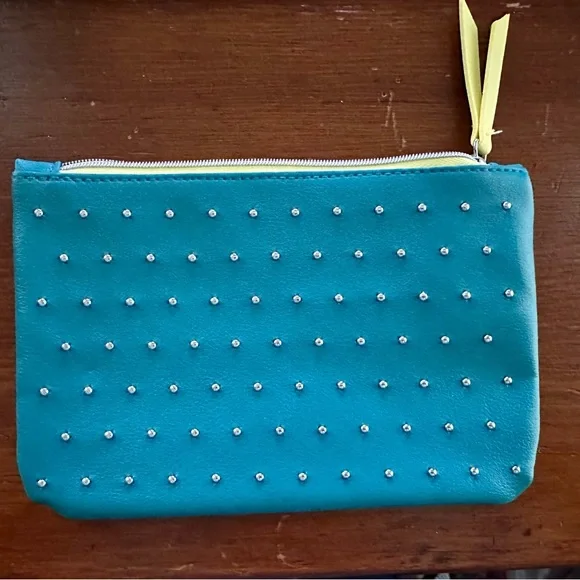 IPSY Teal & Silver Studded 100TH Glam Cosmetic Bag NEW - Picture 1 of 4